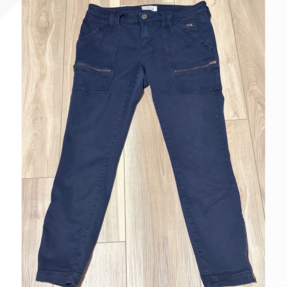 Joie Soiree Navy Blue Skinny Cargo Pants Ankle Zip 7024-J1032 Size 29